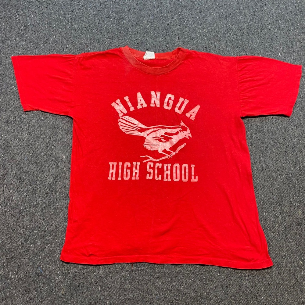 Printwear Niangua High School Shirt Sz L Mens Red Vintage Skater Cardinal Mascot